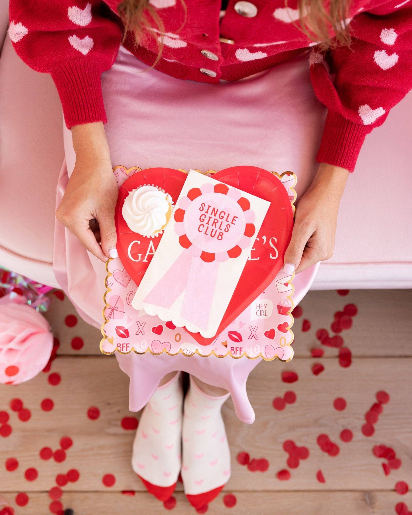 Heart Happy Galentines Paper Plate - 8 pk