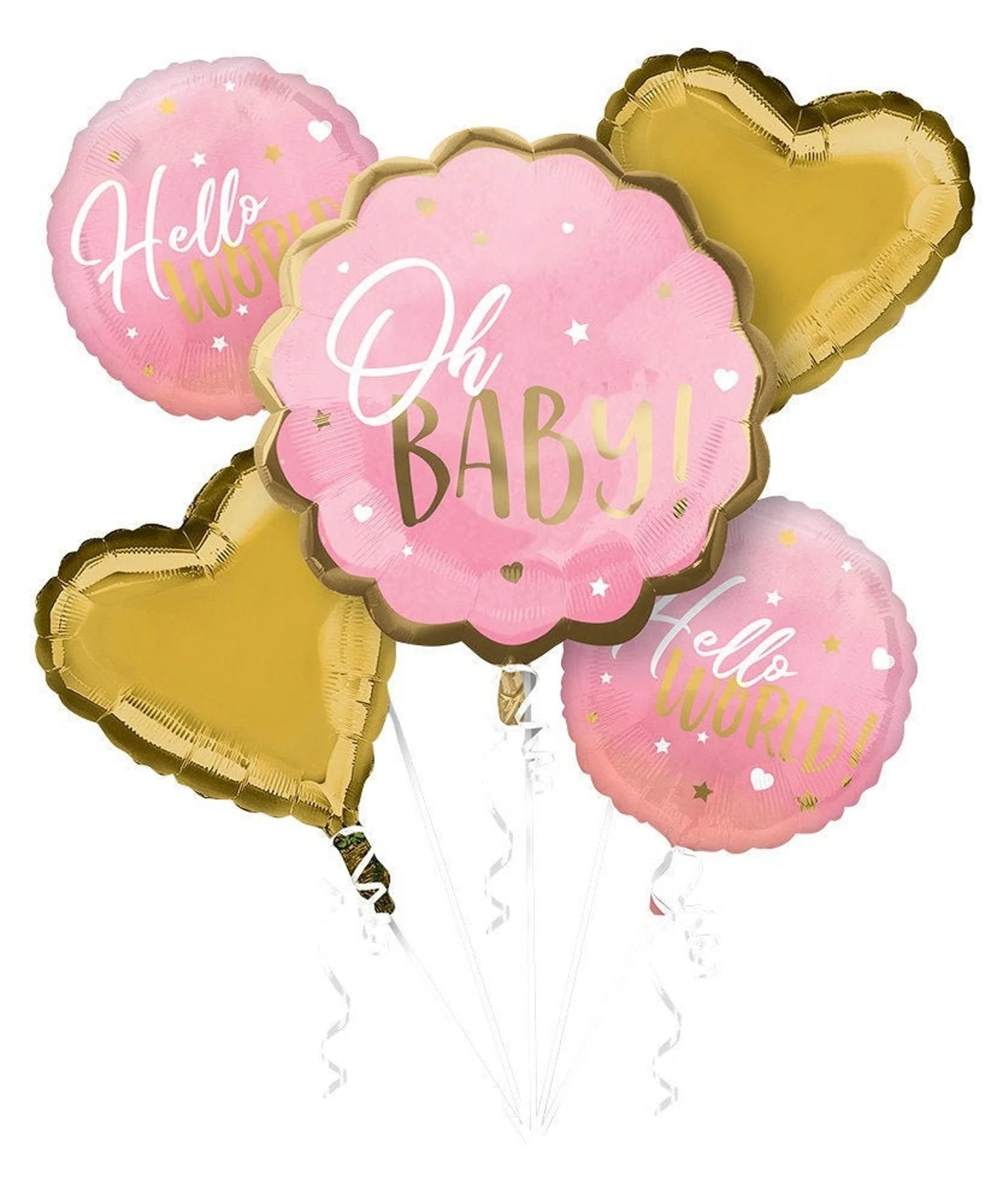 Oh Baby Girl Pink foil balloon set with helium