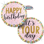 18" Happy Birthday Pastel Stripes foil balloon
