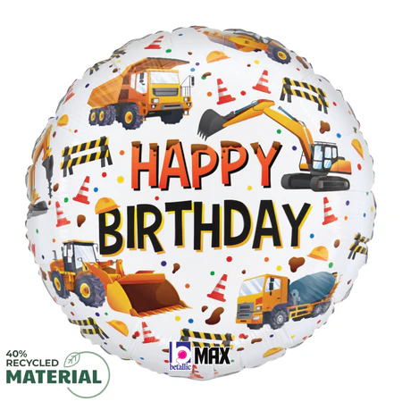 18" Birthday construction foil balloon D1
