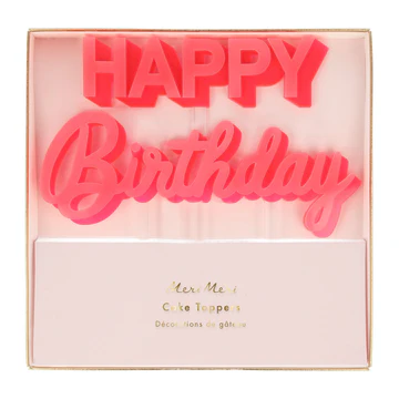 Happy Birthday Pink Acrylic Toppers - 1 pk