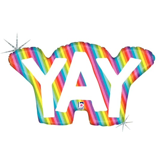 34" YAY rainbow foil Balloon with helium C1