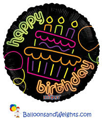 18" Happy birthday neon Balloon with helium
