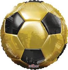 18" Gold and black Soccer foil Balloon with helium