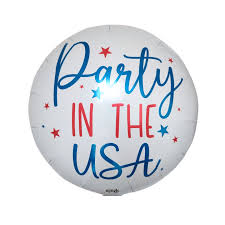 18" Party in the USA round foil balloon with helium