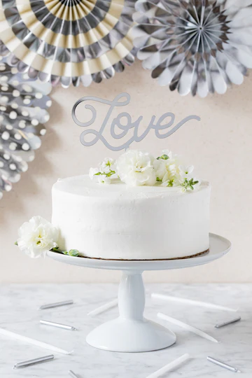 BASIC LOVE CAKE TOPPER - SILVER