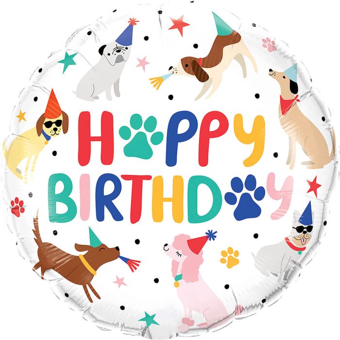 18" Happy Birthday Dog Party Balloon