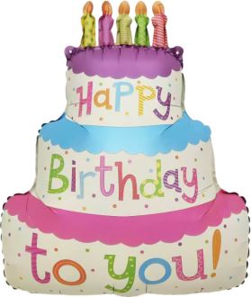 23" Happy Birthday to you cake foil balloon