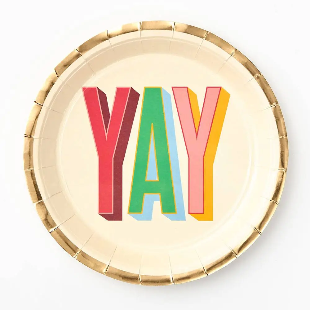 Yay Typography Large Disposable Plates - 10 pk