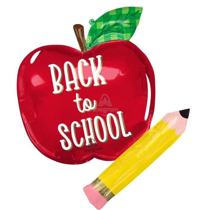 31" Back to school apple and pencil foil balloon