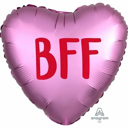 18" Pink heart shaped with BFF in red foil balloon -D1