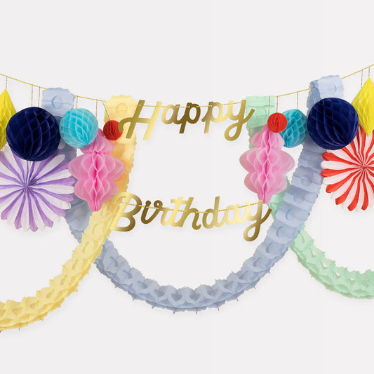 Happy Birthday Honeycomb garland