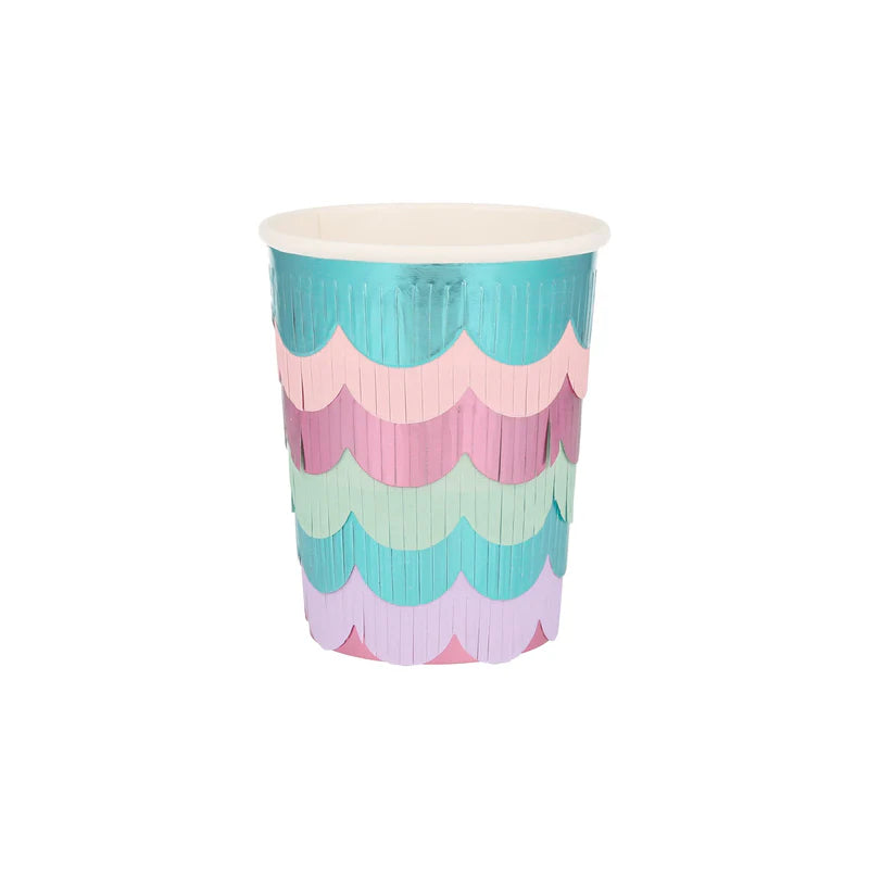 Mermaid Scalloped fringe cups- 8 pk.