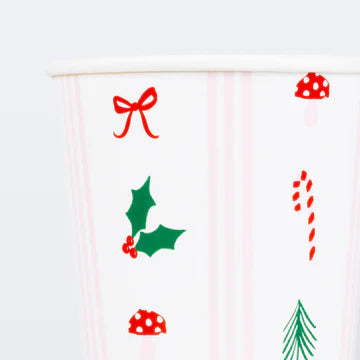 Festive Icon Stripe cups - 8 pk