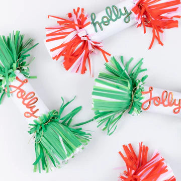 Jolly Holly Fringe Crackers - 6 pk