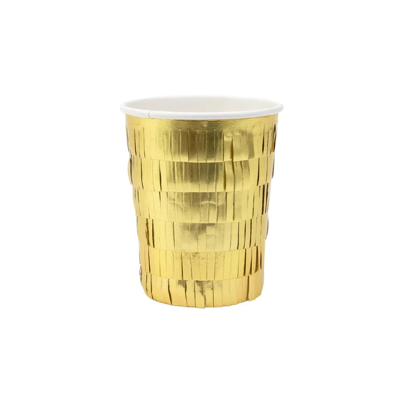 Gold Fringe Party Cups- 8 pk.