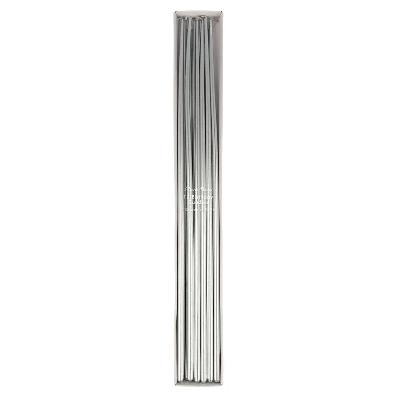 Silver tall Tapered candles - 12 pk