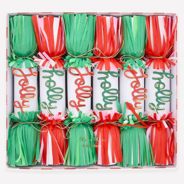 Jolly Holly Fringe Crackers - 6 pk