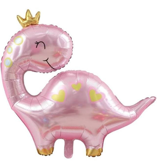 26" dinosaur pink with crown balloon