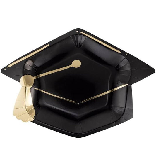 LARGE GRADUATION CAP PAPER PLATES - 8 pk
