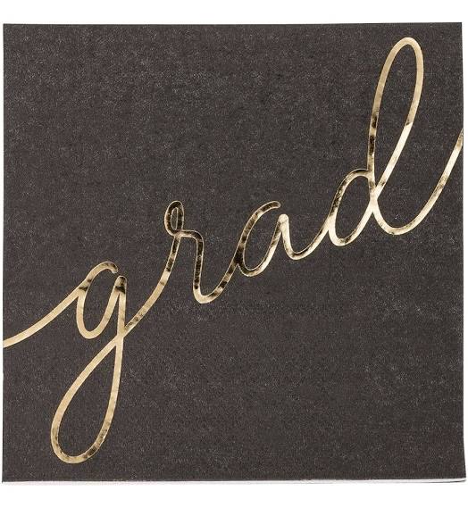 script grad cocktail Napkin- 24pk