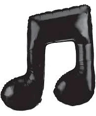 40" Music note black foil balloon