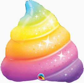 30" Rainbow Poop Emoji foil balloon