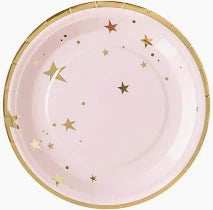 Baby Pink Star Paper plates - 8 pk